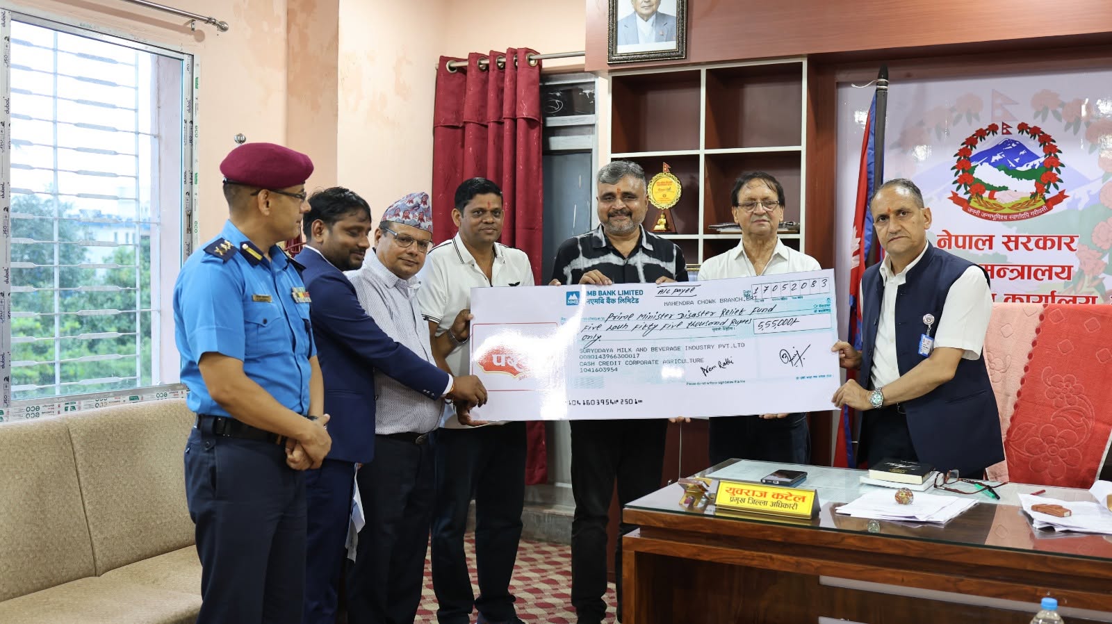 पीडितको साथमा सूर्योदयः बाढी प्रभावितका लागि ५ लाख ५५ हजार